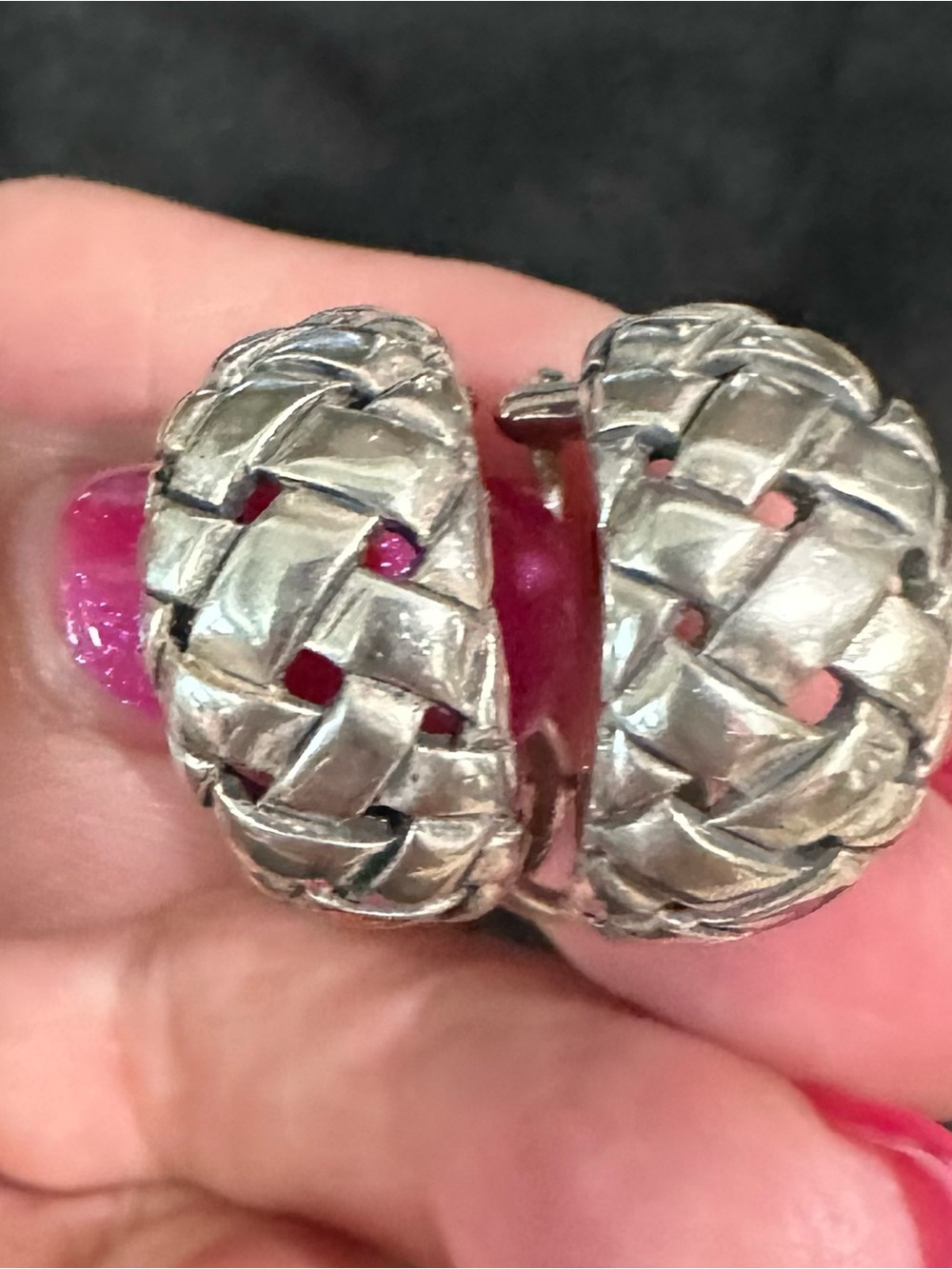 Retired James Avery basket weave French clip earrings